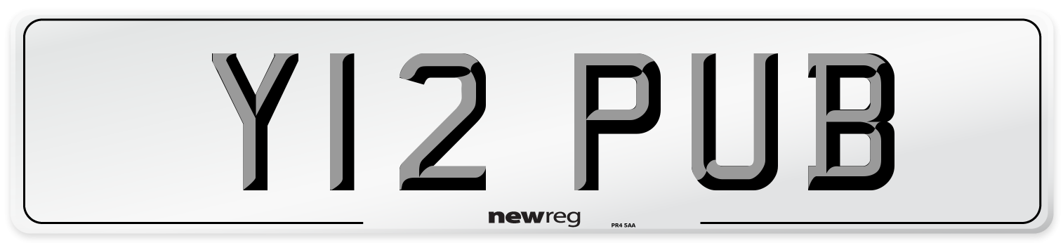Y12 PUB Number Plate from New Reg